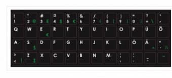 Mocco Keyboard Sticks ENG / EE With Laminated Waterproof Level Black / Green
