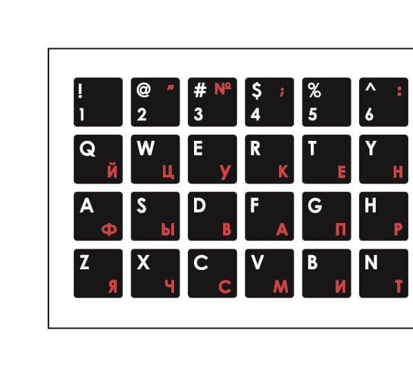 Mocco Keyboard Sticks ENG / RU With Laminated Waterproof Level White / Red