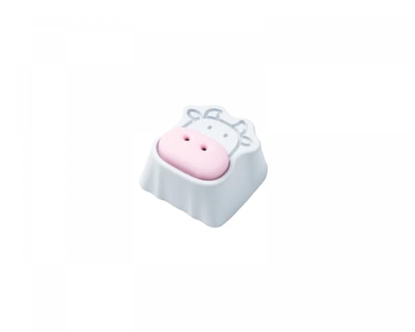 Cute Cow Silicone Aluminum Alloy Artisan Keycap - Hvit