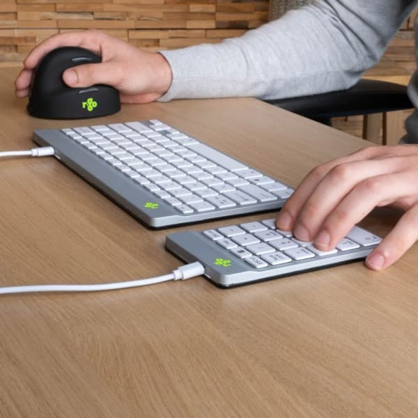 R-Go Numpad Break -numeronäppäimistö, langallinen, valkoinen