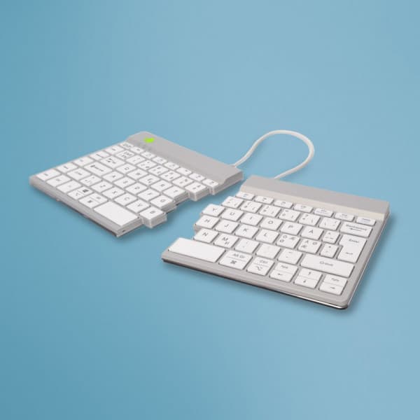 R-Go Split Break - to-delt ergonomisk tastatur, trådløst, hvidt