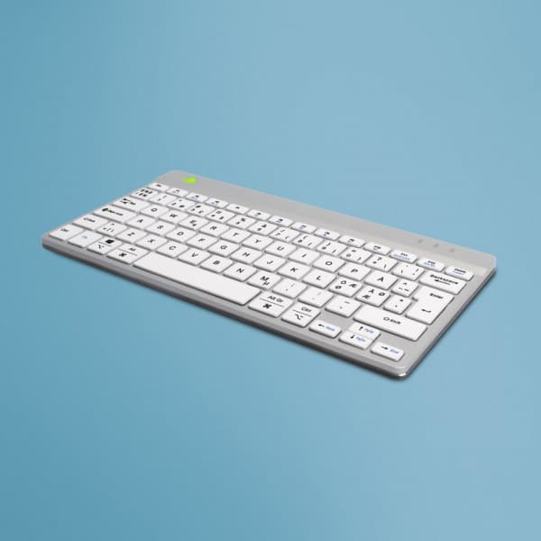 R-Go Compact Break - ergonomiskt tangentbord, trådlöst, vitt