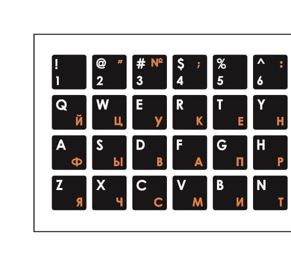 Mocco Keyboard Sticks ENG / RU With Laminated Waterproof Level White / Orange