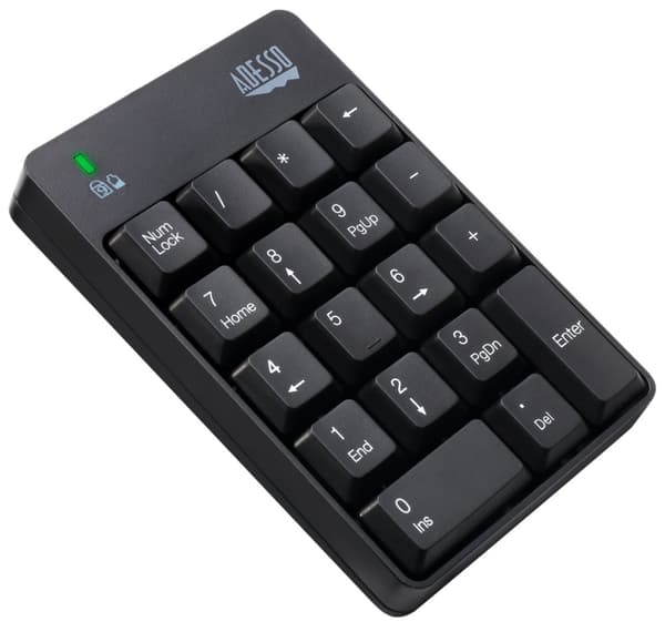 Adesso WKB-6010UB/ bezdrátová numerická klávesnice 2,4GHz/ odolná proti polití tekutinou/ USB/ černá musta