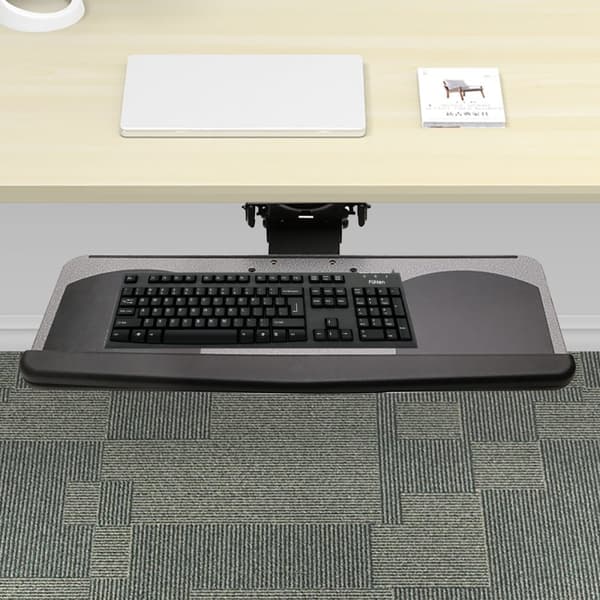 Justerbar ergonomisk tangentbordshylla, 360° rotation, bekväm handledsstöd, platsbesparande design