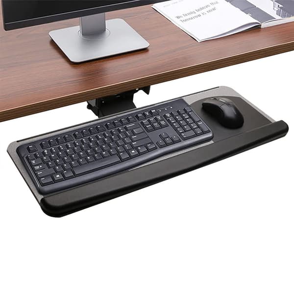 Justerbar ergonomisk tangentbordshylla, 360° rotation, bekväm handledsstöd, platsbesparande design