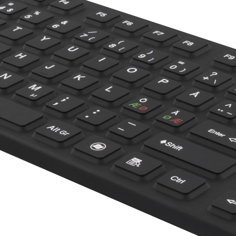 DELTACO rubberized keyboard, silicone, IP68, full size, 105 keys,black