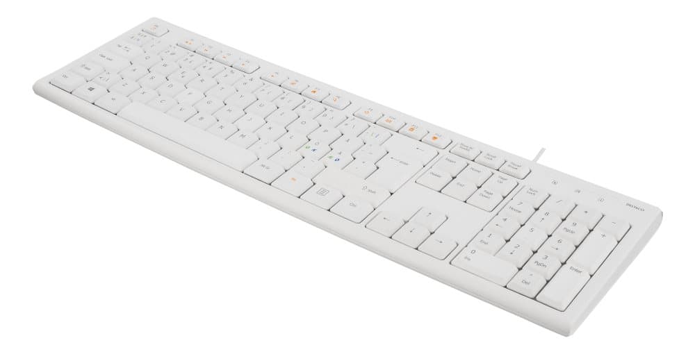 DELTACO Keyboard, 105 keys, Nordic layout, USB, white, 13 media keys,