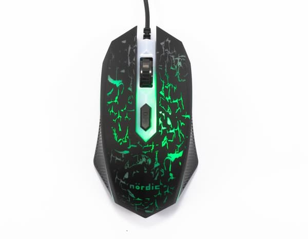 NÖRDIC Kit1, Complete Starter GamingKit 4-i-1, tastatur, mus, hodesett, musematte, svart med detaljer i rødt