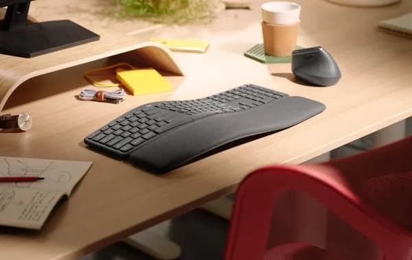 Logitech ERGO K860, Full-size (100%), RF Wireless + Bluetooth, Puolimekaaninen näppäinkytkin, QWERTY, Grafiitti, Pan Nordic