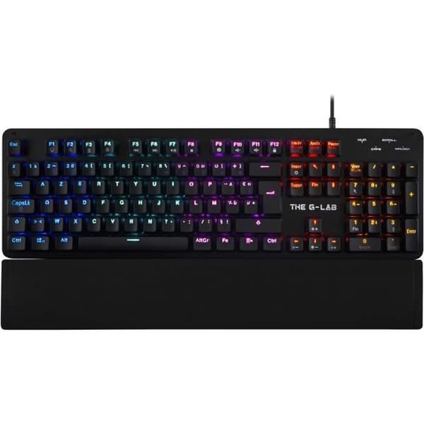 THE G-LAB Gaming Carbon Backlit mechanisk tangentbord - Switch Blues - handledsstöd - FR