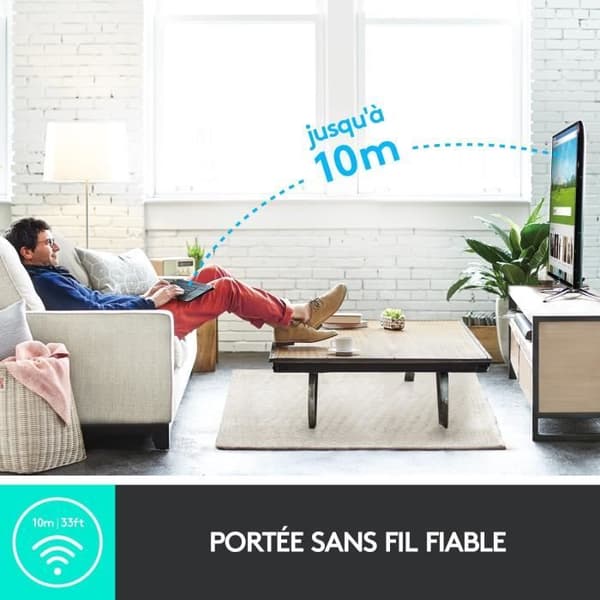 LOGITECH K400 Plus Multimedia TV-tangentbord - AZERTY - Trådlös - Pekplatta