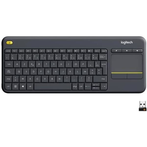 LOGITECH K400 Plus Multimedia TV-tangentbord - AZERTY - Trådlös - Pekplatta musta