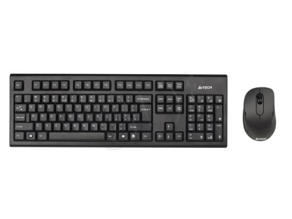A4Tech V-Track 7100N PADLESS Wireless Desktop - Tastatur- og mussett - trådløs - 2.4 GHz - QWERTY - svart