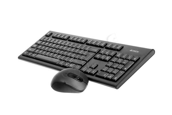 A4Tech V-Track 7100N PADLESS Wireless Desktop - Tastatur- og mussett - trådløs - 2.4 GHz - QWERTY - svart