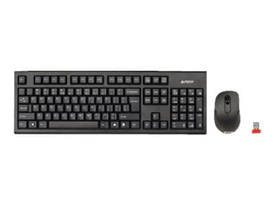 A4Tech V-Track 7100N PADLESS Wireless Desktop - Tastatur- og mussett - trådløs - 2.4 GHz - QWERTY - svart Sort