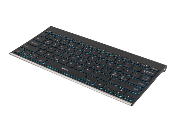 DELTACO TB-630 mini - Tangentbord - bakgrundsbelyst - trådlös - Bluetooth - Nordisk - svart