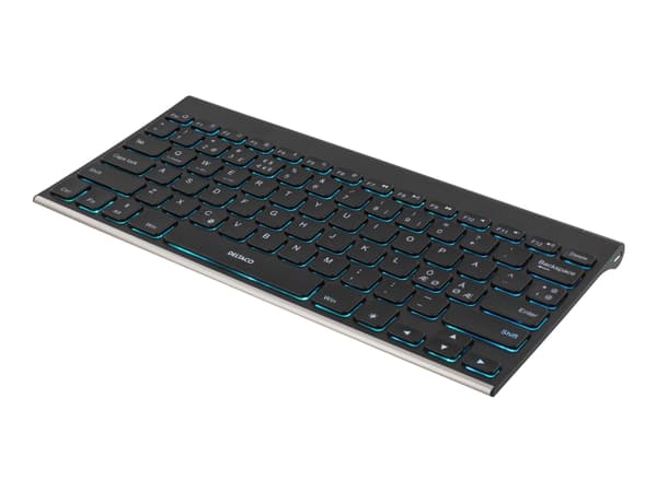 DELTACO TB-630 mini - Tangentbord - bakgrundsbelyst - trådlös - Bluetooth - Nordisk - svart