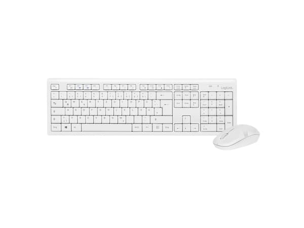 LogiLink Keyboard Mouse Combo wireless, Standard, Kabel, USB, Hvid, Mus inkluderet - Tysk layout
