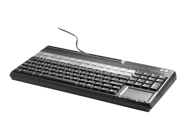 HP POS-näppäimistö, jossa on magneettijuovalukija - näppäimistö - USB - QWERTY - carbonite - Engage Flex Mini -myyntijärjestelmään; Engage One; MX12; musta