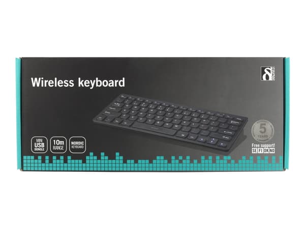 DELTACO TB-632 mini - Tangentbord - trådlös - Nordisk - svart
