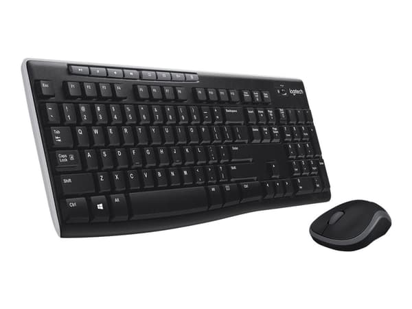 Logitech Wireless Combo MK270, Täysikokoinen (100 %), Langaton, USB, QWERTY, Musta, Sisältää hiiren