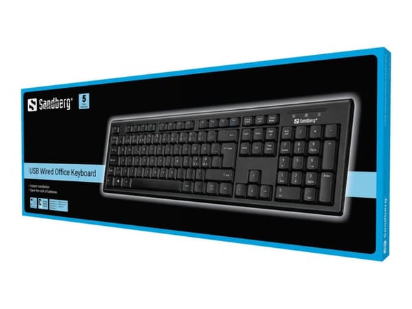 Sandberg USB Wired Office Keyboard Nord tastatur QWERTY Nordisk Sort