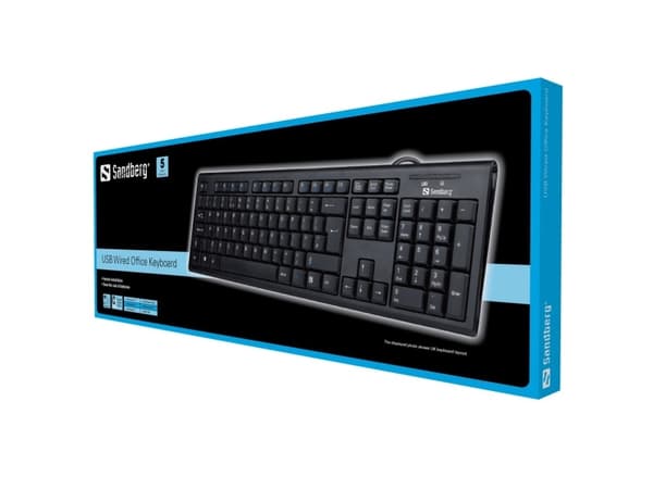 Sandberg USB Wired Office Keyboard Nord tastatur QWERTY Nordisk Sort
