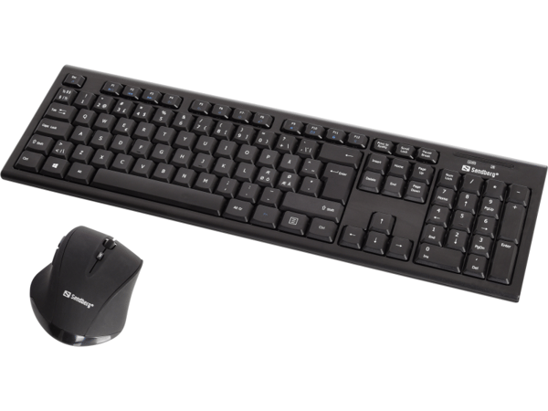 Sandberg Wireless Office DesktopSet Nor tastatur Mus inkludert RF kabel-fri QWERTY Nordisk Sort