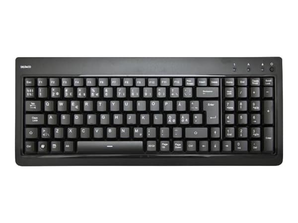 DELTACO TB-234 - Tangentbord - bakgrundsbelyst - USB - Nordisk - svart