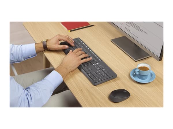 Logitech MK235 tangentbord Mus inkluderad USB AZERTY Belgiskt Grå