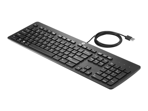 HP USB Business Slim Keyboard, Täysikokoinen (100 %), Langallinen, USB, Musta