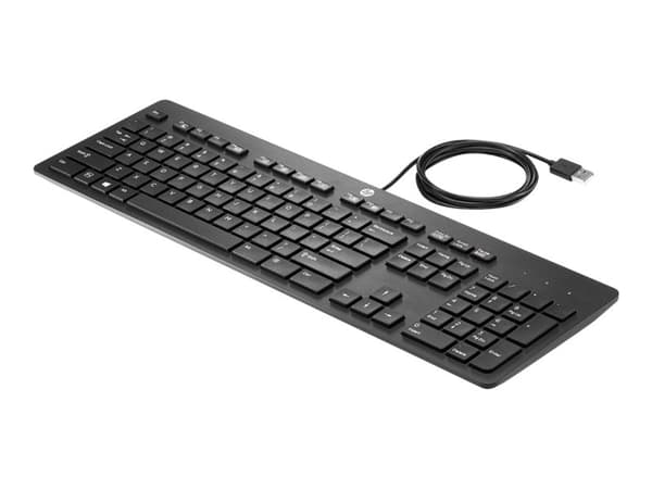HP USB Business Slim Keyboard, Täysikokoinen (100 %), Langallinen, USB, Musta