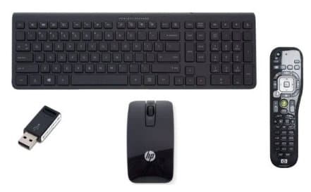 HP Wireless Sydney-Melbourne - Dongle - Remote control SP US/Int, Täysikokoinen (100 %), Langaton, Langaton RF, QWERTY, Musta, Sisältää hiiren