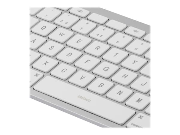 Deltaco TB-126, Pohjoismainen, Mini, Apple, iPad, iPhone, Hopea, Valkoinen, Langallinen