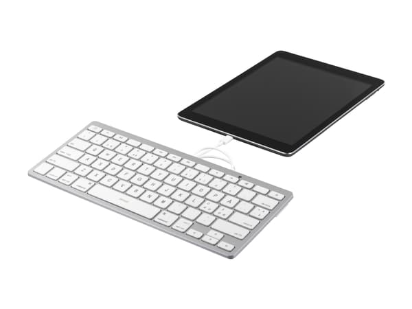Deltaco TB-126, Pohjoismainen, Mini, Apple, iPad, iPhone, Hopea, Valkoinen, Langallinen