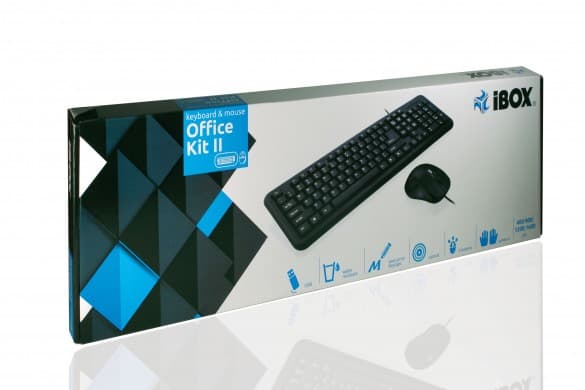 iBOX OFFICE KIT II - Tastatur og mus-sett - USB - sort