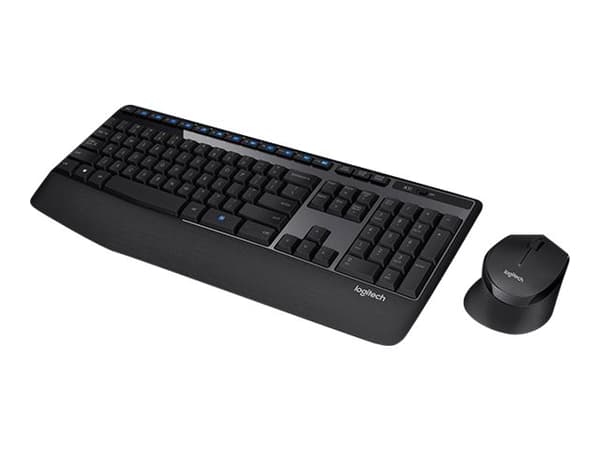 Logitech Wireless Combo MK345 - Sats med tangentbord och mus - trådlös - 2.4 GHz - USA, internationellt - svart, blå