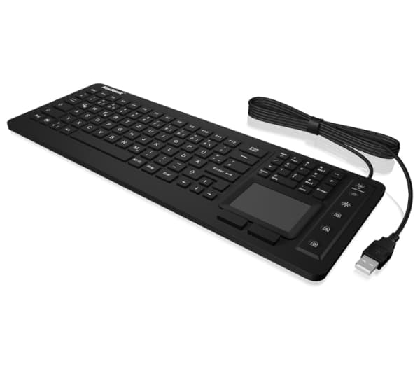 KeySonic KSK-6231 Inel - Tangentbord - med pekplatta - bakgrundsbelyst - USB - amerikansk - svart