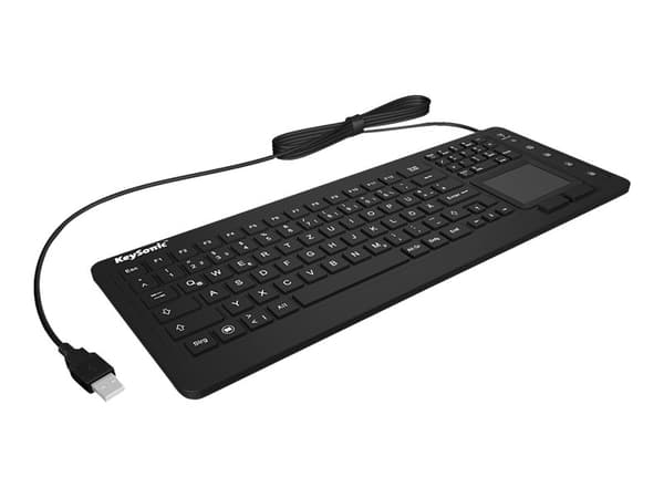 KeySonic KSK-6231 Inel - Tangentbord - med pekplatta - bakgrundsbelyst - USB - amerikansk - svart Svart