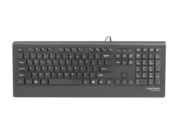 NATEC BARRACUDA, Fullstor (100 %), Kabel, USB, Membrantangentbrytare, QWERTY, Svart