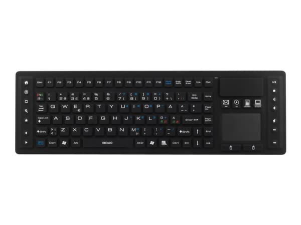 DELTACO TB-503 - Tangentbord - med pekplatta - tvättbar - trådlös - 2.4 GHz - Nordisk - svart
