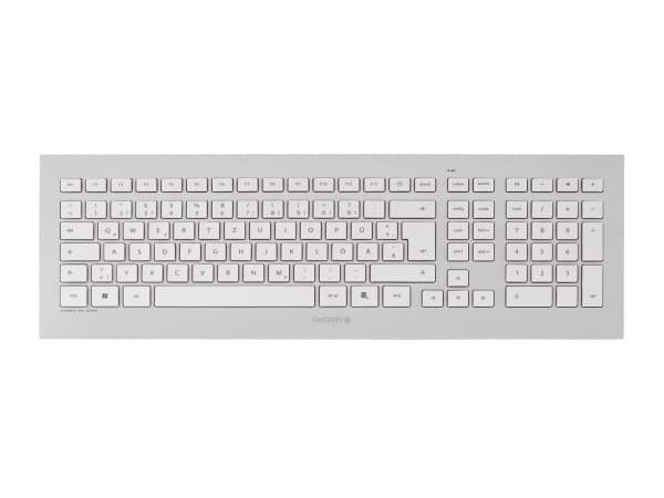 CHERRY DW 8000 tangentbord Mus inkluderad RF Trådlös Fransk Silver, Vit