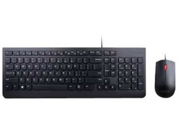 Lenovo 4X30L79922, Täysikokoinen (100 %), Langallinen, USB, QWERTY, Musta, Sisältää hiiren