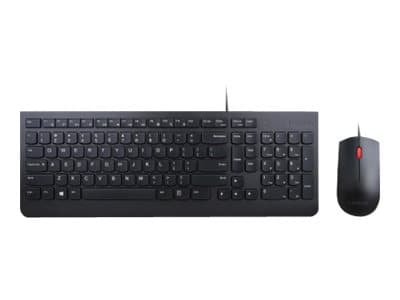Lenovo 4X30L79922, Täysikokoinen (100 %), Langallinen, USB, QWERTY, Musta, Sisältää hiiren musta