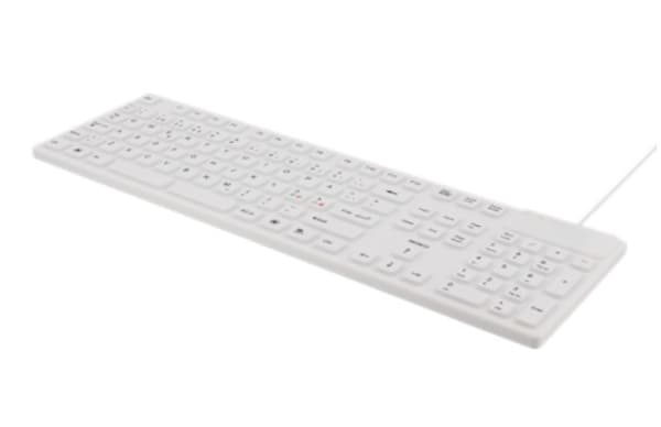 Deltaco TB-505, Fullstor (100 %), Kabel, USB + PS/2, QWERTY, Vit