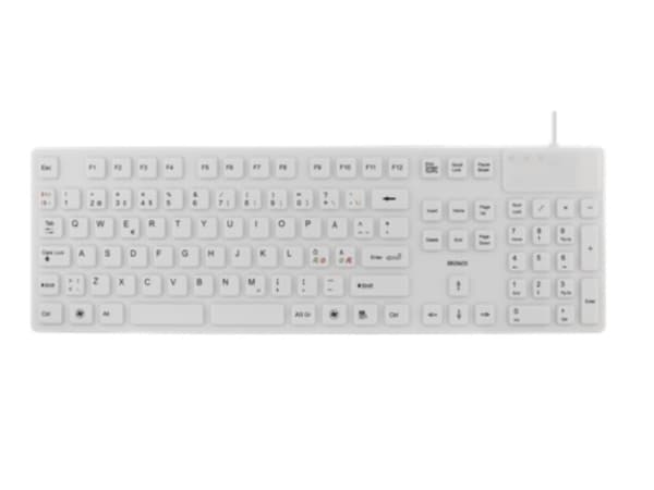 Deltaco TB-505, Fullstor (100 %), Kabel, USB + PS/2, QWERTY, Vit