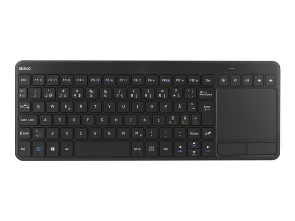 DELTACO TB-504 - Tangentbord - med pekplatta - trådlös - 2.4 GHz - hela norden - svart