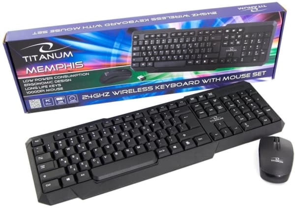 Titanum Memphis - Sats med tangentbord och mus - trådlös - 2.4 GHz