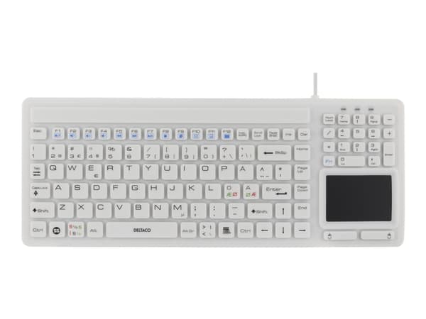 DELTACO TB-506 - Tastatur - med styreplate - USB - Nordisk - hvit